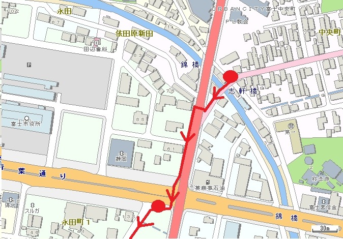 （地図）西木戸跡から京方面へ