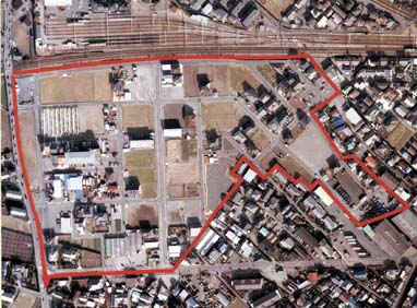 （写真）四丁河原土地区画整理事業の区域図