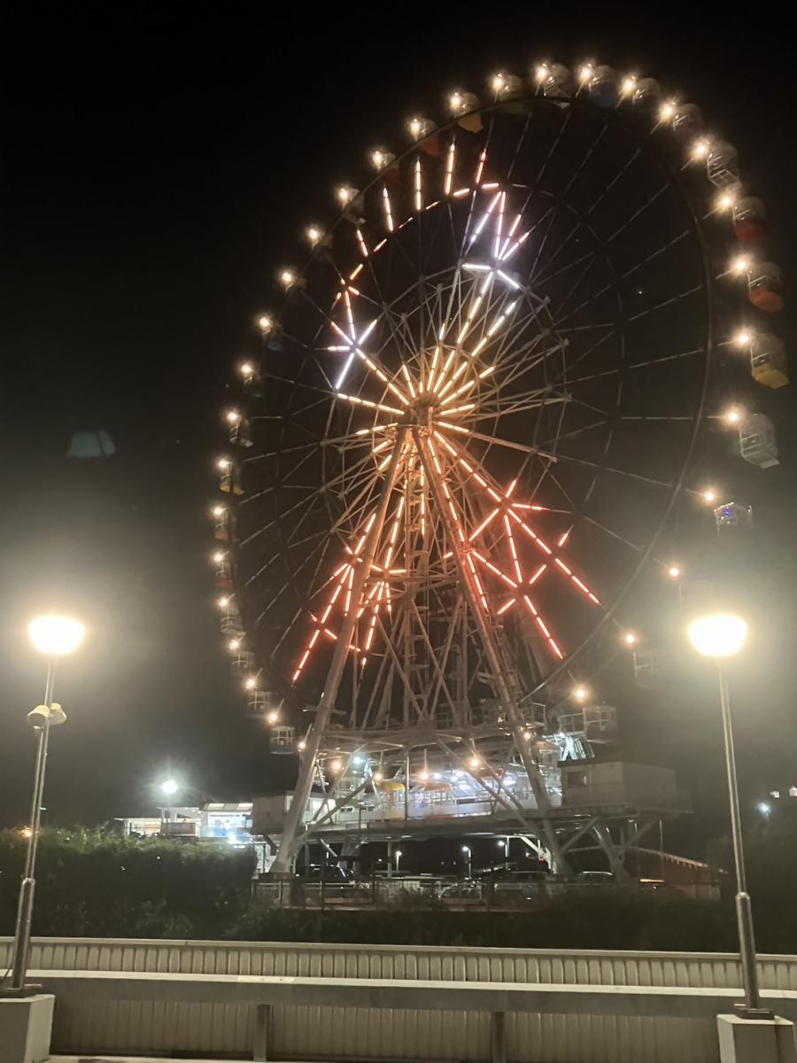 富士川サービスエリア観覧車オレンジリボンライトアップ