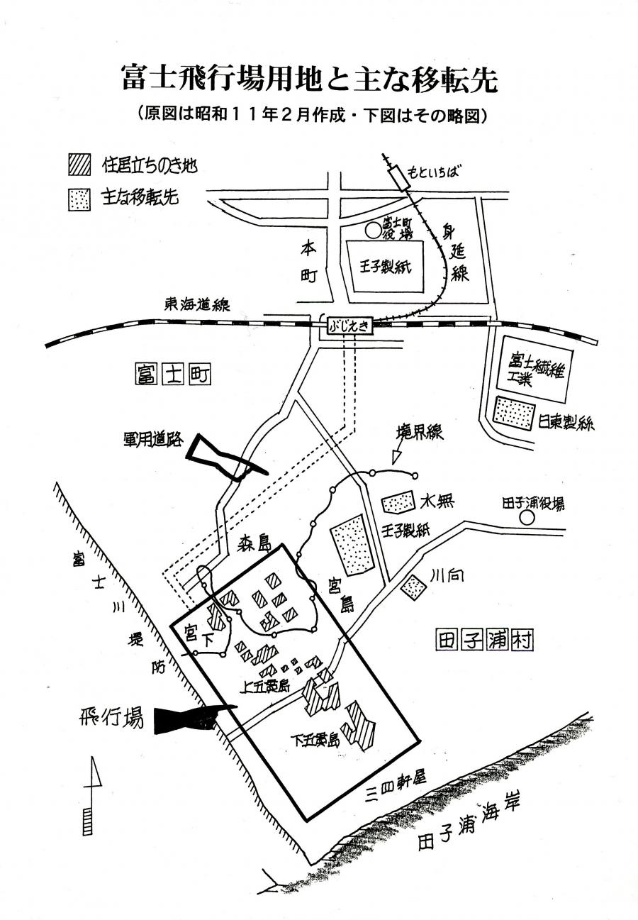 飛行場用地と主な移転先