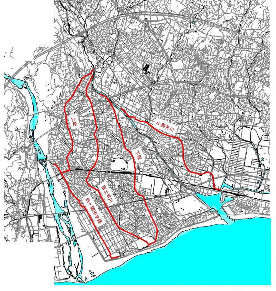 水位を下げる河川の地図