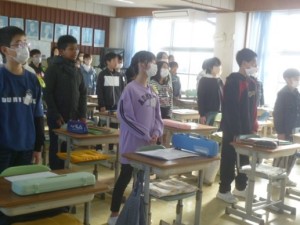 1月25日　6年生　音楽「合唱、合奏」2