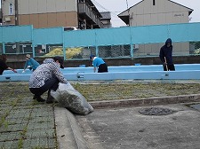（写真）プール周辺の草刈り