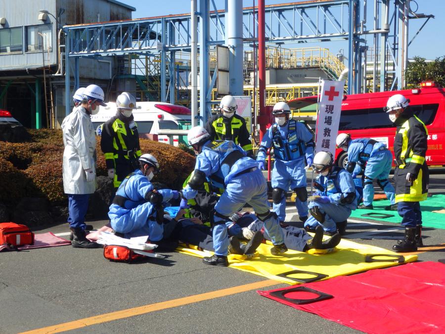 消防演習の様子（傷病者のトリアージ）