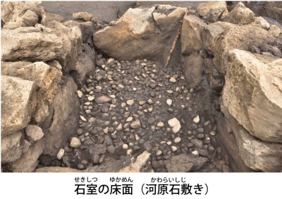 石室の床面(河原石敷き)
