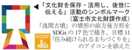 「文化財を保存・活用し、後世に伝える」活動のシンボルマーク（富士市文化財課作成）