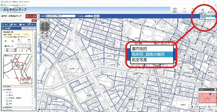 ふじタウンマップの「地形図_道路台帳図」