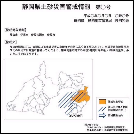 （画像）静岡県土砂災害警戒情報のイメージ