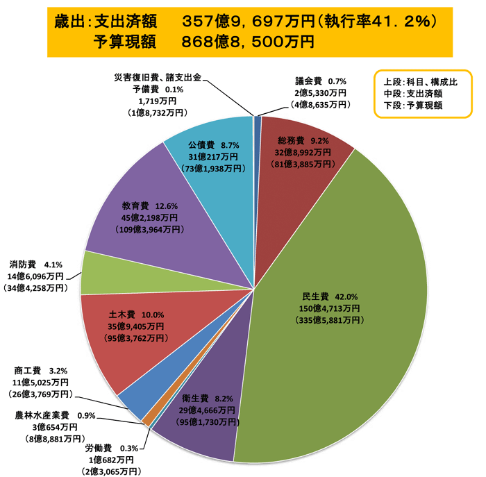 （円グラフ）令和3年度一般会計歳出予算の執行状況