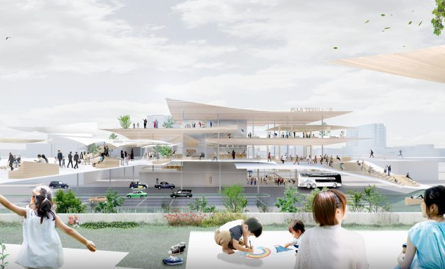 軽やかな紙のような建築形式のイメージ