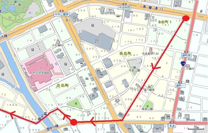 （地図）市役所南東から京方面へ