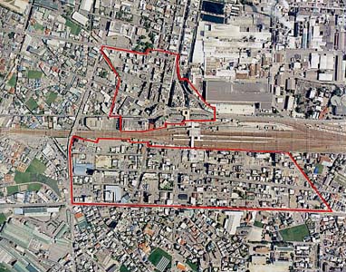 （写真）富士駅周辺土地区画整理事業の区域図