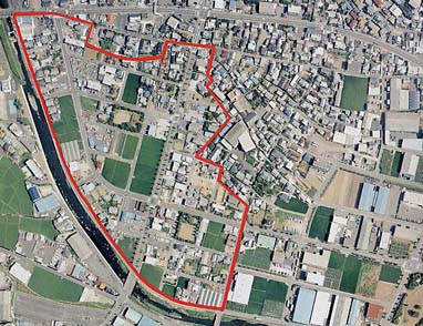 （写真）津田土地区画整理事業の区域図