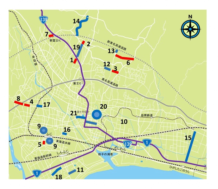 （位置図）幹線道路、都市計画道路の整備箇所