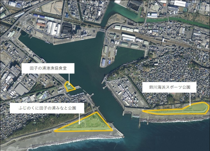 みなとオアシス構成施設の位置図