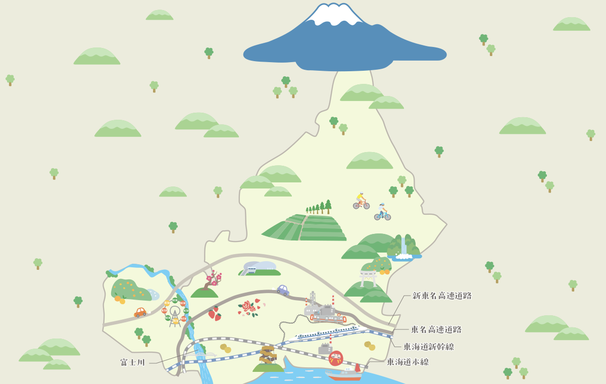 富士川　新東名高速道路　東名高速道路　東海道新幹線　東海道本線
