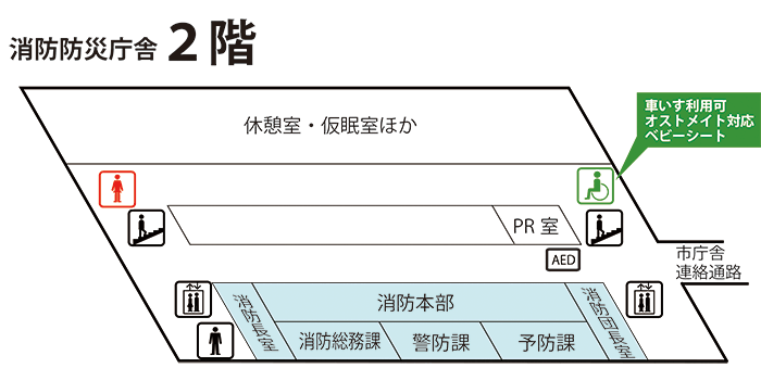 （イラスト）フロアマップ消防防災庁舎2階