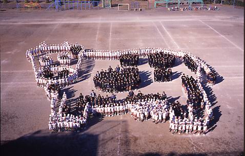 （写真）田子浦小学校ウシの人絵