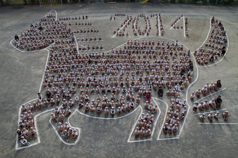 （写真）鷹岡小学校ウマの人絵