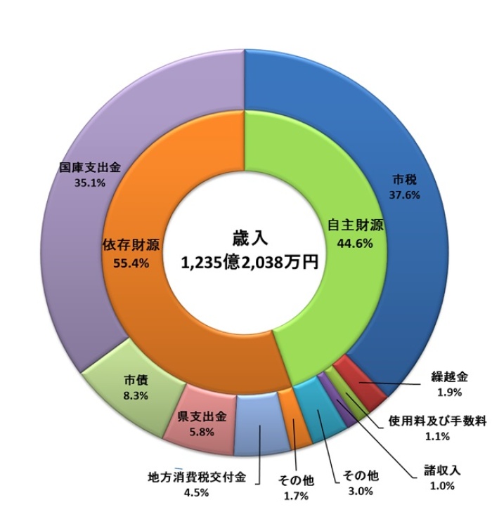 【令和2年度決算】一般会計歳入財源別内訳グラフ