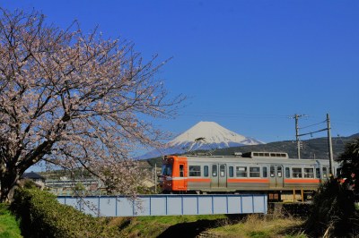 （写真）富士山と岳南電車